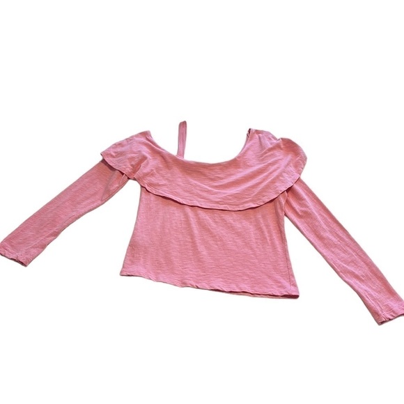 Asymmetrical Pink Ruffle Off The Shoulder Top - Size Medium - Picture 3 of 9